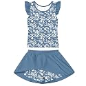 Girls Swimsuit 2 Piece Ruffle Bathing Suit UPF 50+ Tankini Swimsuit Skirt with Lining Size 3-10