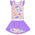 Girls Swimsuit 2 Piece Ruffle Bathing Suit UPF 50+ Tankini Swimsuit Skirt with Lining Size 3-10