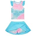Girls Swimsuit 2 Piece Ruffle Bathing Suit UPF 50+ Tankini Swimsuit Skirt with Lining Size 3-10