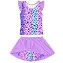 Girls Swimsuit 2 Piece Ruffle Bathing Suit UPF 50+ Tankini Swimsuit Skirt with Lining Size 3-10