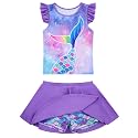 Girls Swimsuit 2 Piece Ruffle Bathing Suit UPF 50+ Tankini Swimsuit Skirt with Lining Size 3-10