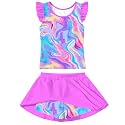 Girls Swimsuit 2 Piece Ruffle Bathing Suit UPF 50+ Tankini Swimsuit Skirt with Lining Size 3-10