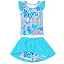 Girls Swimsuit 2 Piece Ruffle Bathing Suit UPF 50+ Tankini Swimsuit Skirt with Lining Size 3-10