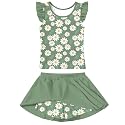 Girls Swimsuit 2 Piece Ruffle Bathing Suit UPF 50+ Tankini Swimsuit Skirt with Lining Size 3-10