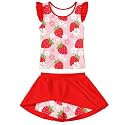 Girls Swimsuit 2 Piece Ruffle Bathing Suit UPF 50+ Tankini Swimsuit Skirt with Lining Size 3-10