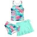 Girls Swimsuit 3pc Bathing Suit Tankini Set with Skirt 5-14 Years