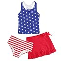 Girls Swimsuit 3pc Bathing Suit Tankini Set with Skirt 5-14 Years