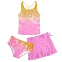 Girls Swimsuit 3pc Bathing Suit Tankini Set with Skirt 5-14 Years