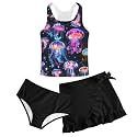 Girls Swimsuit 3pc Bathing Suit Tankini Set with Skirt 5-14 Years