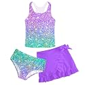 Girls Swimsuit 3pc Bathing Suit Tankini Set with Skirt 5-14 Years