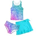 Girls Swimsuit 3pc Bathing Suit Tankini Set with Skirt 5-14 Years
