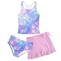 Girls Swimsuit 3pc Bathing Suit Tankini Set with Skirt 5-14 Years