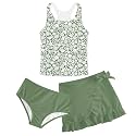 Girls Swimsuit 3pc Bathing Suit Tankini Set with Skirt 5-14 Years