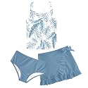 Girls Swimsuit 3pc Bathing Suit Tankini Set with Skirt 5-14 Years