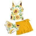 Girls Swimsuit 3pc Bathing Suit Tankini Set with Skirt 5-14 Years