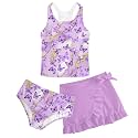 Girls Swimsuit 3pc Bathing Suit Tankini Set with Skirt 5-14 Years