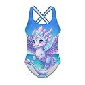 Girls Swimsuit Criss Cross Back 1-Piece Summer Beach Swiwmear