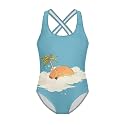 Girls Swimsuit Criss Cross Back 1-Piece Summer Beach Swiwmear