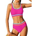 Girls Swimsuit Double Strap High Waist Sporty Bikini Swimsuits Swim Cover Up Skirt 3 Piece Set
