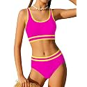 Girls Swimsuit Double Strap High Waist Sporty Bikini Swimsuits Swim Cover Up Skirt 3 Piece Set