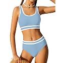 Girls Swimsuit Double Strap High Waist Sporty Bikini Swimsuits Swim Cover Up Skirt 3 Piece Set