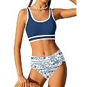 Girls Swimsuit Double Strap High Waist Sporty Bikini Swimsuits Swim Cover Up Skirt 3 Piece Set
