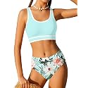 Girls Swimsuit Double Strap High Waist Sporty Bikini Swimsuits Swim Cover Up Skirt 3 Piece Set