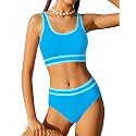 Girls Swimsuit Double Strap High Waist Sporty Bikini Swimsuits Swim Cover Up Skirt 3 Piece Set