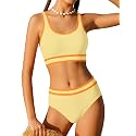 Girls Swimsuit Double Strap High Waist Sporty Bikini Swimsuits Swim Cover Up Skirt 3 Piece Set