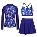 Girls Swimsuit Long Sleeve Swim Shirt 3 Piece Rash Guard for Girls Bathing Suit with Boyshorts