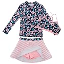 Girls Swimsuit Long Sleeve Swim Shirt 3 Piece Rash Guard for Girls Bathing Suit with Boyshorts