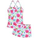 Girls Swimsuit Sleeveless Bathing Suits Back Cutout Summer Swimwear with Removable Chest pad 6-14 Years