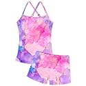 Girls Swimsuit Sleeveless Bathing Suits Back Cutout Summer Swimwear with Removable Chest pad 6-14 Years