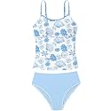 Girls Swimsuit Solid Color Tankini Contrast Trim Swimwear 2 Piece Bathing Suit Padded Swimsuits for Teens 9-16Y