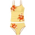 Girls Swimsuit Solid Color Tankini Contrast Trim Swimwear 2 Piece Bathing Suit Padded Swimsuits for Teens 9-16Y