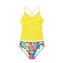Girls Swimsuit Tankini Criss Cross Ruched 2 Piece Bathing Suit Printed Girl Swimwear for Teens 9-16Y
