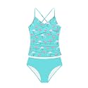 Girls Swimsuit Tankini Criss Cross Ruched 2 Piece Bathing Suit Printed Girl Swimwear for Teens 9-16Y