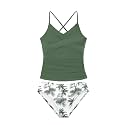 Girls Swimsuit Tankini Criss Cross Ruched 2 Piece Bathing Suit Printed Girl Swimwear for Teens 9-16Y