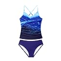 Girls Swimsuit Tankini Criss Cross Ruched 2 Piece Bathing Suit Printed Girl Swimwear for Teens 9-16Y