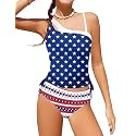Girls Swimsuit Two Piece One Shoulder Girls Tankini Swimsuit Floral Print Girls Bathing Suit Drawstring Swimwear Set 7-14Y