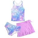 Girls Swimsuits 3 Piece Tankini Bathing Suit Set Cute Bikini Swimwear 5-16Y