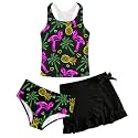 Girls Swimsuits 3 Piece Tankini Bathing Suit Set Cute Bikini Swimwear 5-16Y