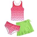 Girls Swimsuits 3 Piece Tankini Bathing Suit Set Cute Bikini Swimwear 5-16Y