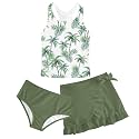 Girls Swimsuits 3 Piece Tankini Bathing Suit Set Cute Bikini Swimwear 5-16Y
