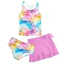 Girls Swimsuits 3 Piece Tankini Bathing Suit Set Cute Bikini Swimwear 5-16Y