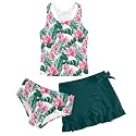 Girls Swimsuits 3 Piece Tankini Bathing Suit Set Cute Bikini Swimwear 5-16Y