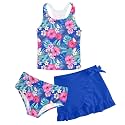 Girls Swimsuits 3 Piece Tankini Bathing Suit Set Cute Bikini Swimwear 5-16Y