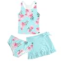 Girls Swimsuits 3 Piece Tankini Bathing Suit Set Cute Bikini Swimwear 5-16Y