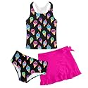 Girls Swimsuits 3 Piece Tankini Bathing Suit Set Cute Bikini Swimwear 5-16Y