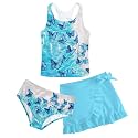 Girls Swimsuits 3 Piece Tankini Bathing Suit Set Cute Bikini Swimwear 5-16Y